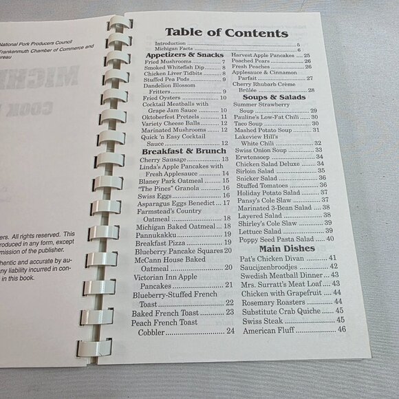 1999 Michigan Cookbook Compiled by Donna Goodrich Softcover Spiral Bound - Picture 6 of 14